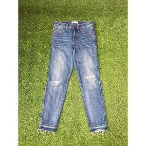 Madewell 9” High-Rise Skinny Jeans Women’s 27P Petite Blue Distressed Raw Hem